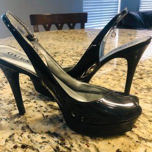 GUESS Black Patent Peeptoe Heel